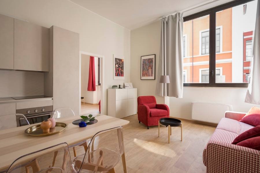 A small apartment room where a portable air cooler works well for personal cooling